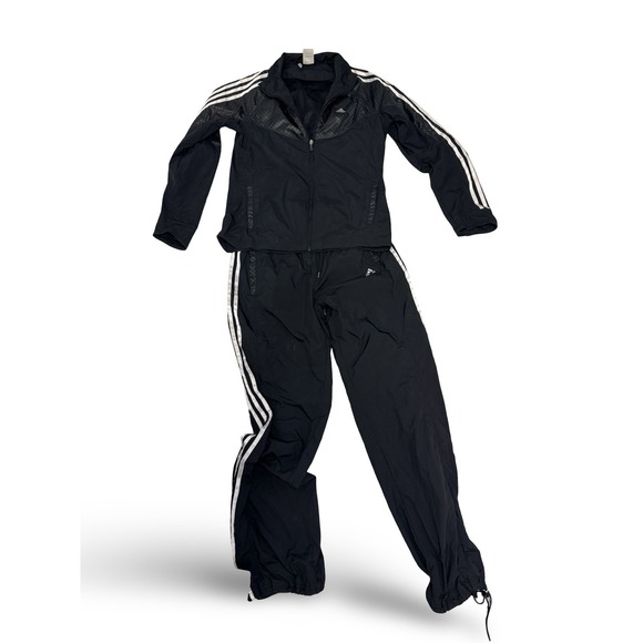 adidas Pants - adidas VTG Women's S Black Tracksuit Athletic 3-Stripe Zip-Up Jacket & Jogger
